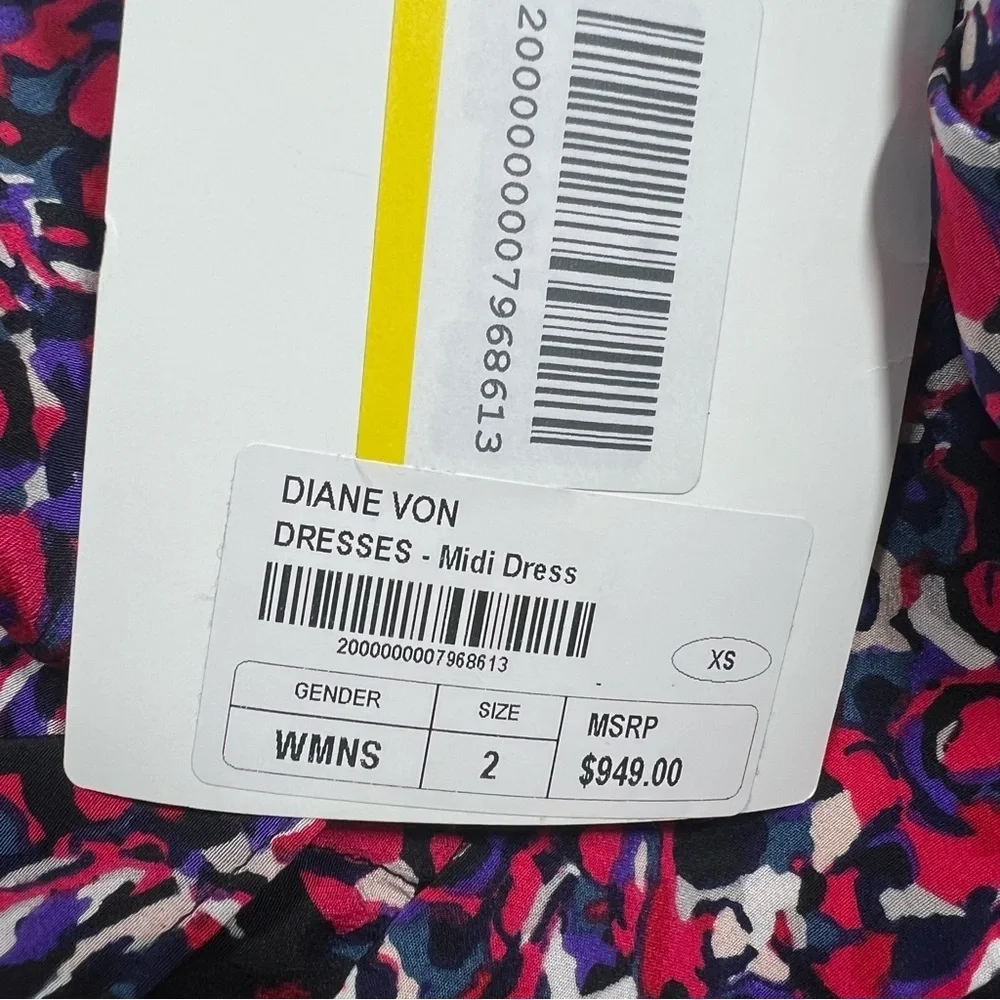 Diane von Furstenberg Bella Wrap Effect Ruffled Silk Crepe de Chine Midi Dress 2 - Picture 8 of 11